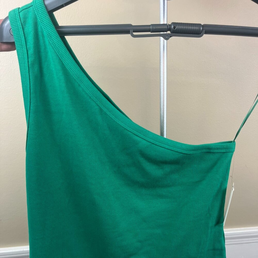 NWT Anthropologie The Zeda Ribbed One-Shoulder Top by Pilcro - Green - XL